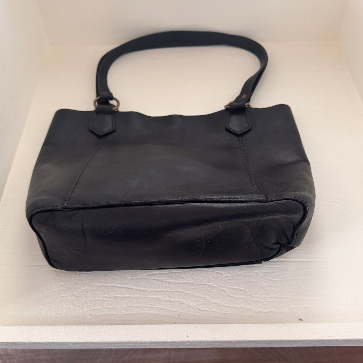 Portland Leather Black Leather Tote Bag | Handmade Minimalist Everyday Shoulder Purse