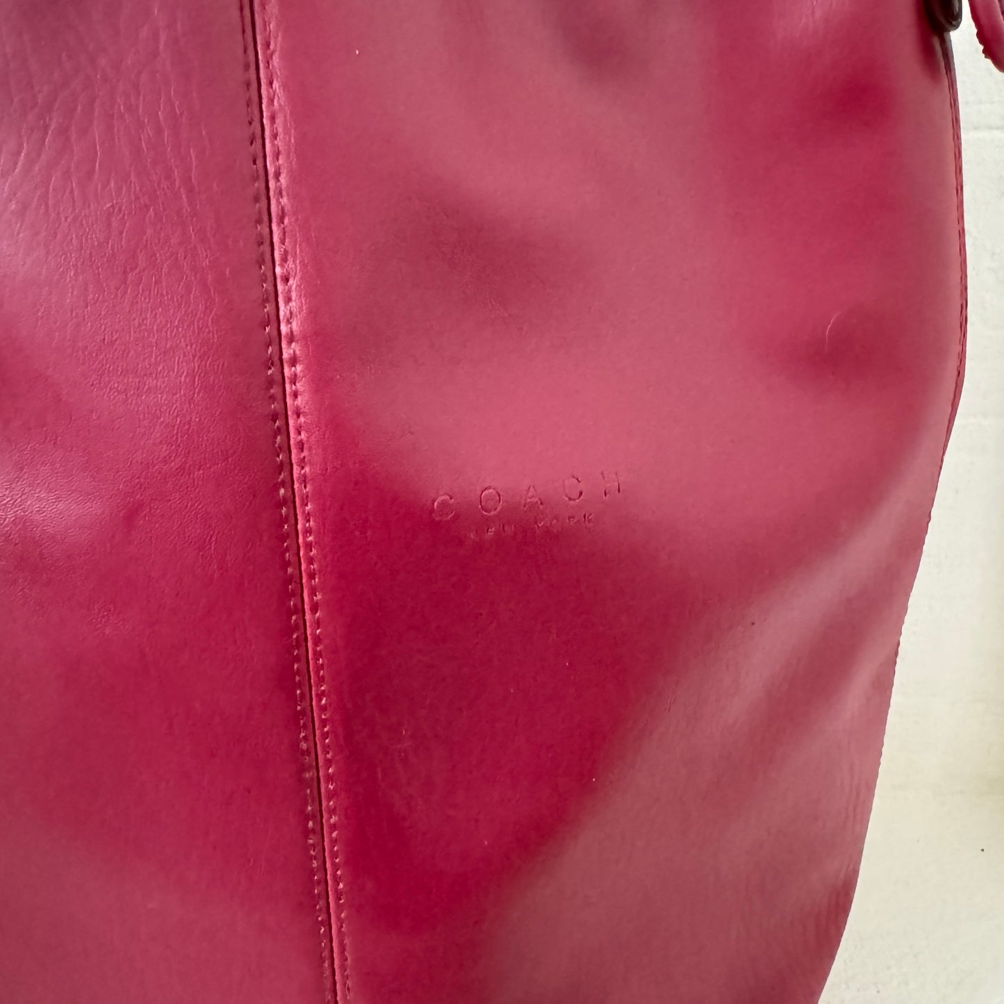 Vintage Coach Berry Leather Bucket Bag | Red Burgundy Shoulder Tote | Adjustable Strap | USA Made