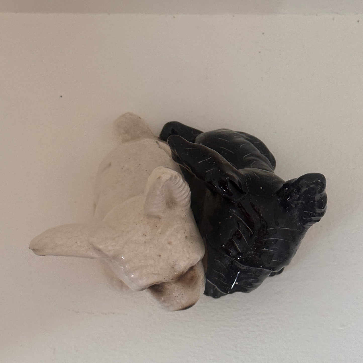 Vintage Black & White Terrier Dog Figurines Pair – Made in Japan Ceramic Scottie Dogs