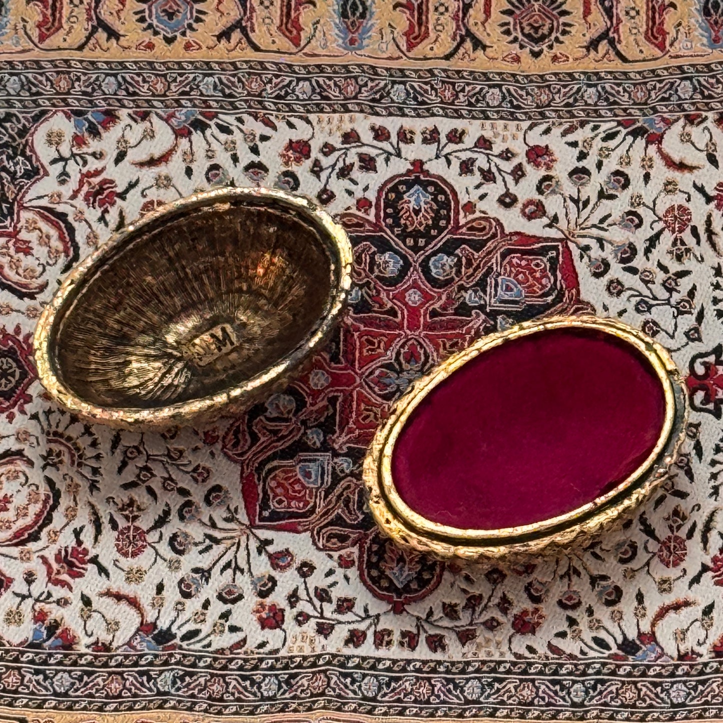 Vintage Neiman Marcus Gold Tone Oval Trinket Box | Textured Jewelry Keepsake Box