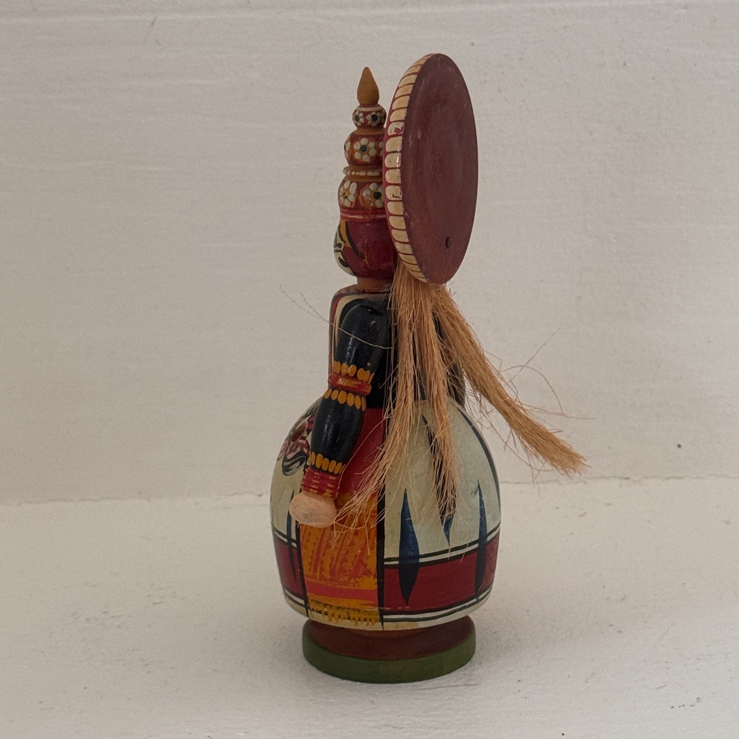 Vintage Hand-Carved & Hand-Painted Tribal Wooden Folk Art Doll