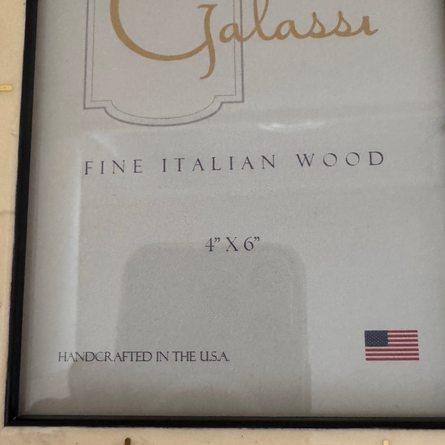Galassi 4x6 Italian Wood Picture Frame with Brass Cross Inlay | Handcrafted USA | Tabletop or Wall