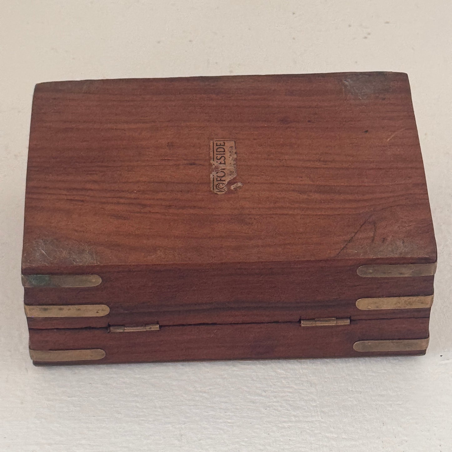 Vintage Brass & Wood Keepsake Box with Dachshund Inlay – Made in India