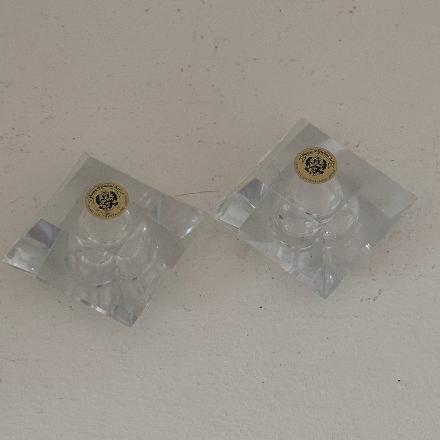 Vintage Hand Cut Crystal Candlestick Holders – Pair | House of Global Art Japan