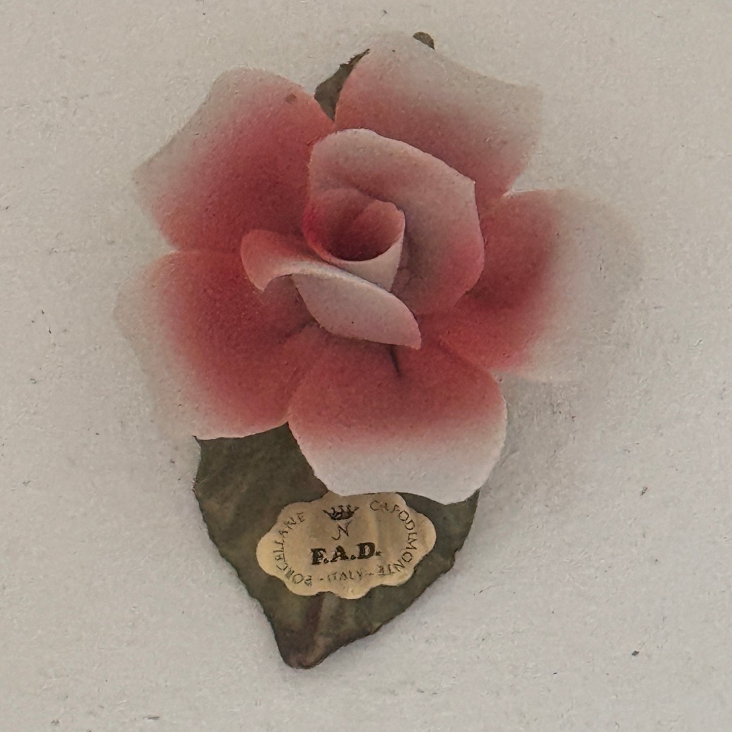 Vintage Capodimonte Porcelain Rose | Handcrafted Italian Pink Rose Floral Figurine | Bonelli Italy