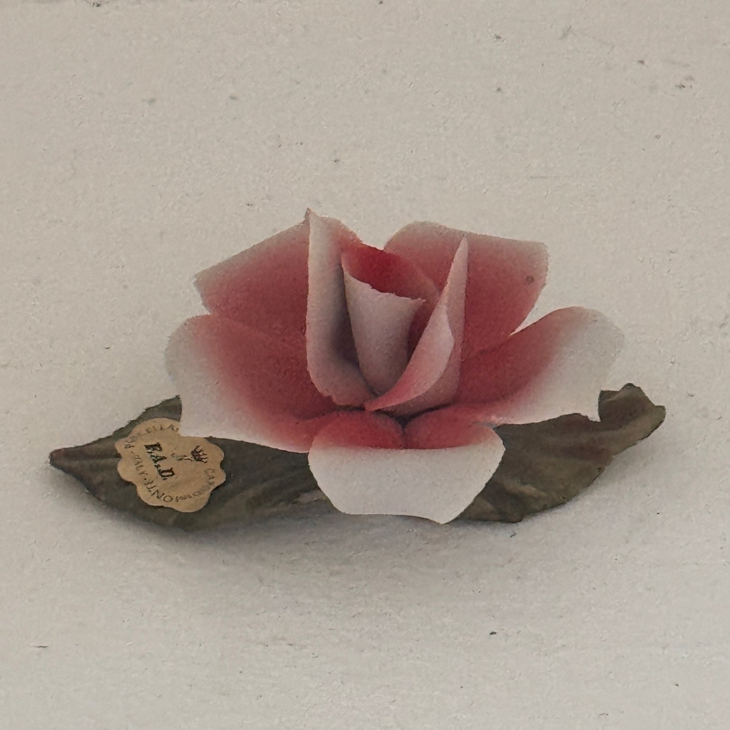 Vintage Capodimonte Porcelain Rose | Handcrafted Italian Pink Rose Floral Figurine | Bonelli Italy
