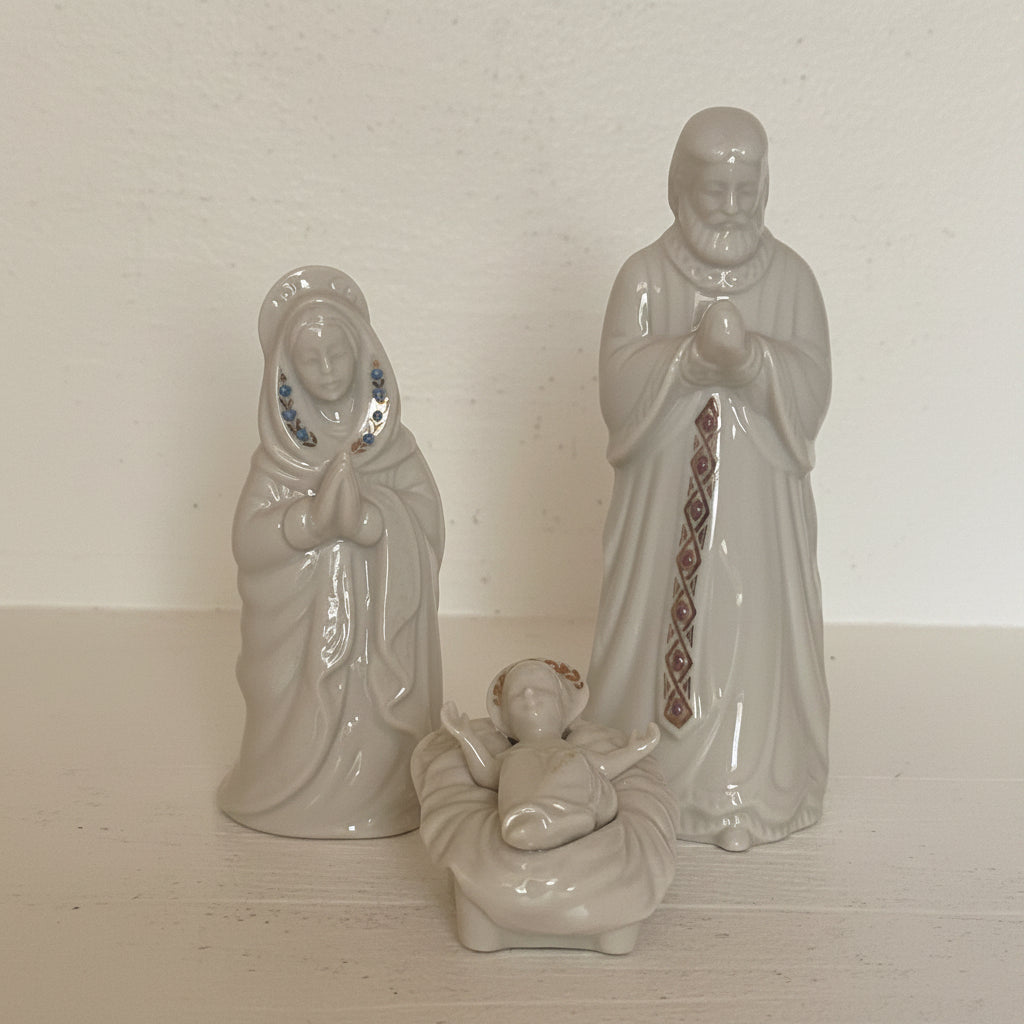 Lenox Jewels Collection Holy Family Nativity Set | Porcelain Mary, Joseph & Baby Jesus | Made in USA