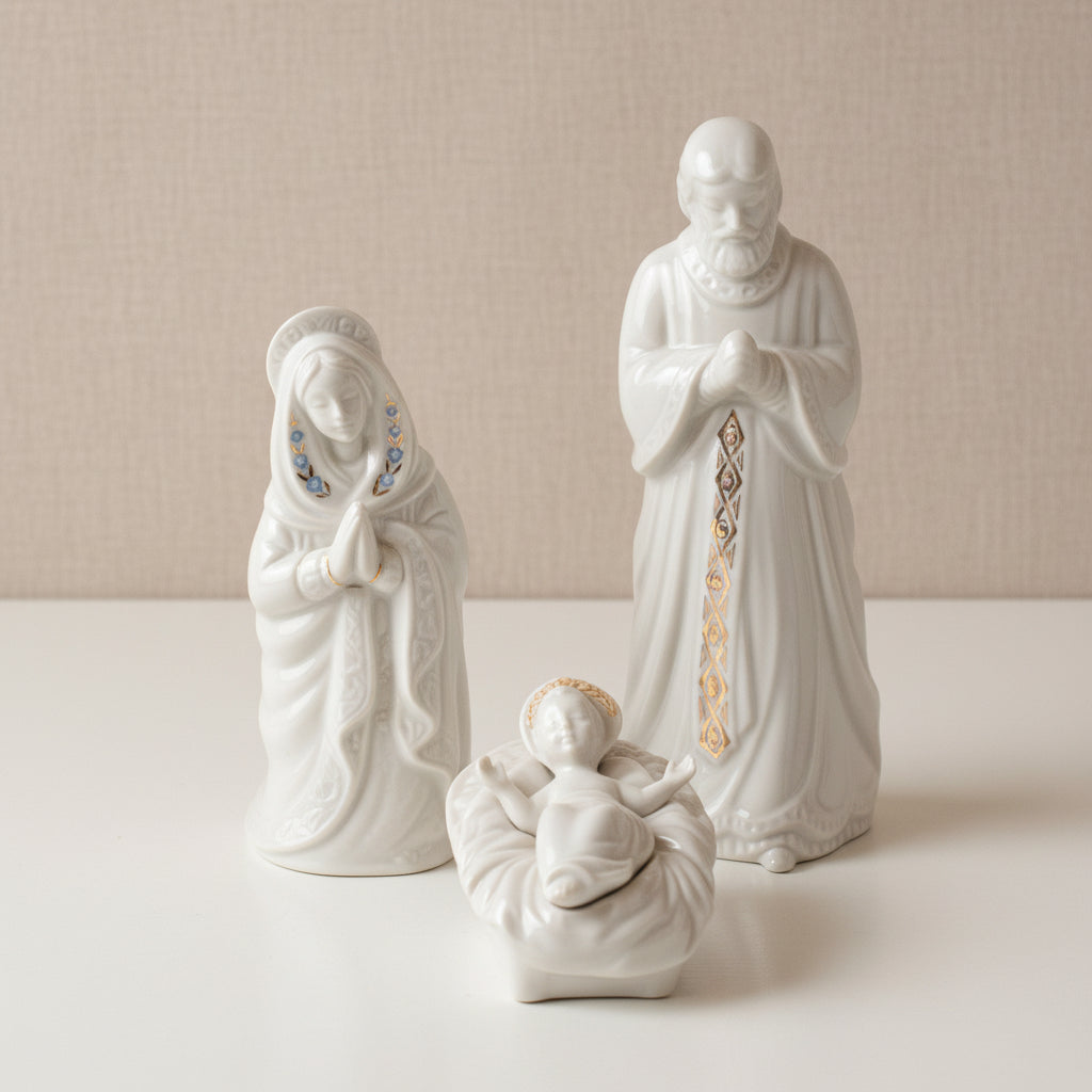 Lenox Jewels Collection Holy Family Nativity Set | Porcelain Mary, Joseph & Baby Jesus | Made in USA