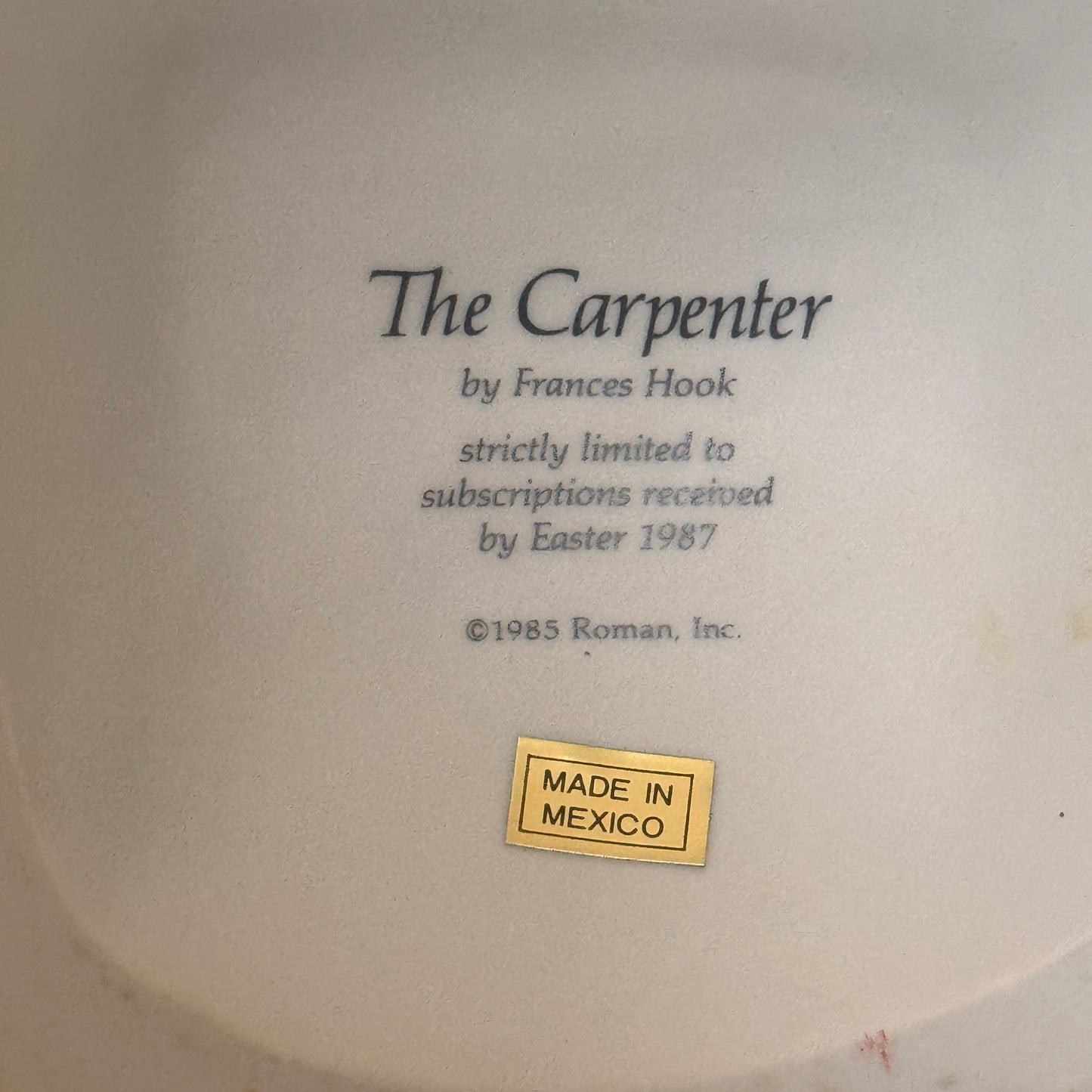 The Carpenter by Frances Hook | Limited Edition Religious Sculpture | 1985 Roman Inc. | Jesus as Carpenter