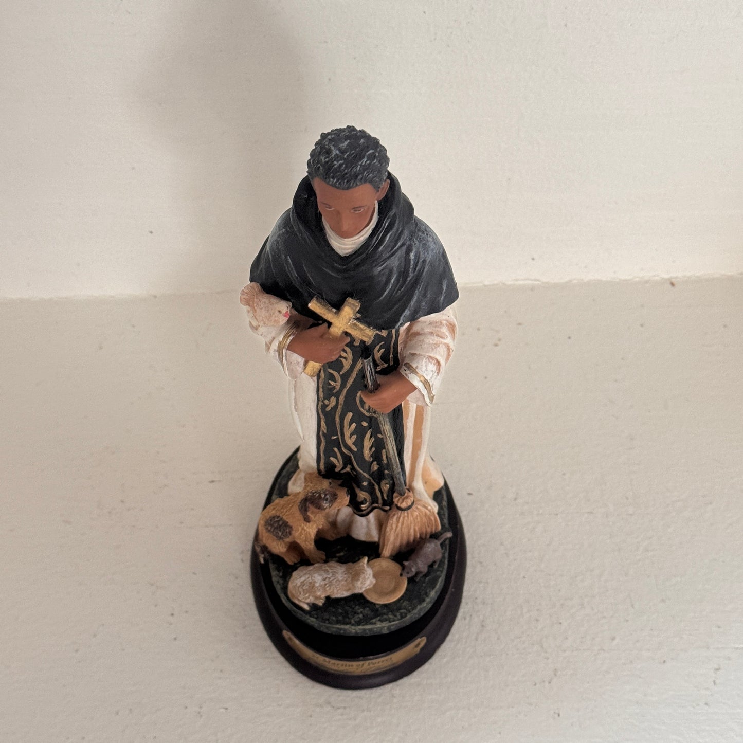 Vintage St. Martin de Porres Figurine | Florentine Classics Religious Statue | Patron Saint with Dog, Cat & Mouse
