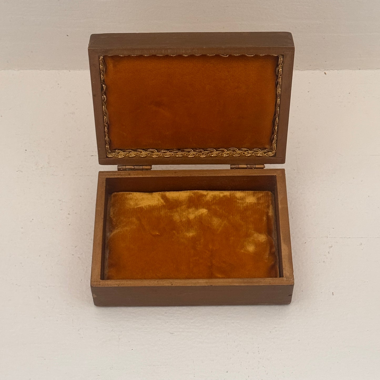 Vintage Wooden Jewelry Trinket Box with Church Decoupage | Velvet Lined Keepsake Box | Handmade Wood Storage