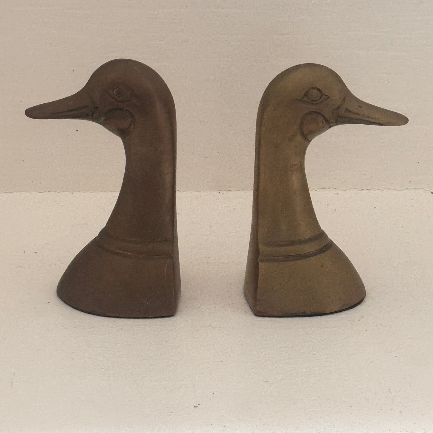 Vintage Brass Duck Head Bookends | Mid Century Modern Goose Bookends | Made in Korea | Pair