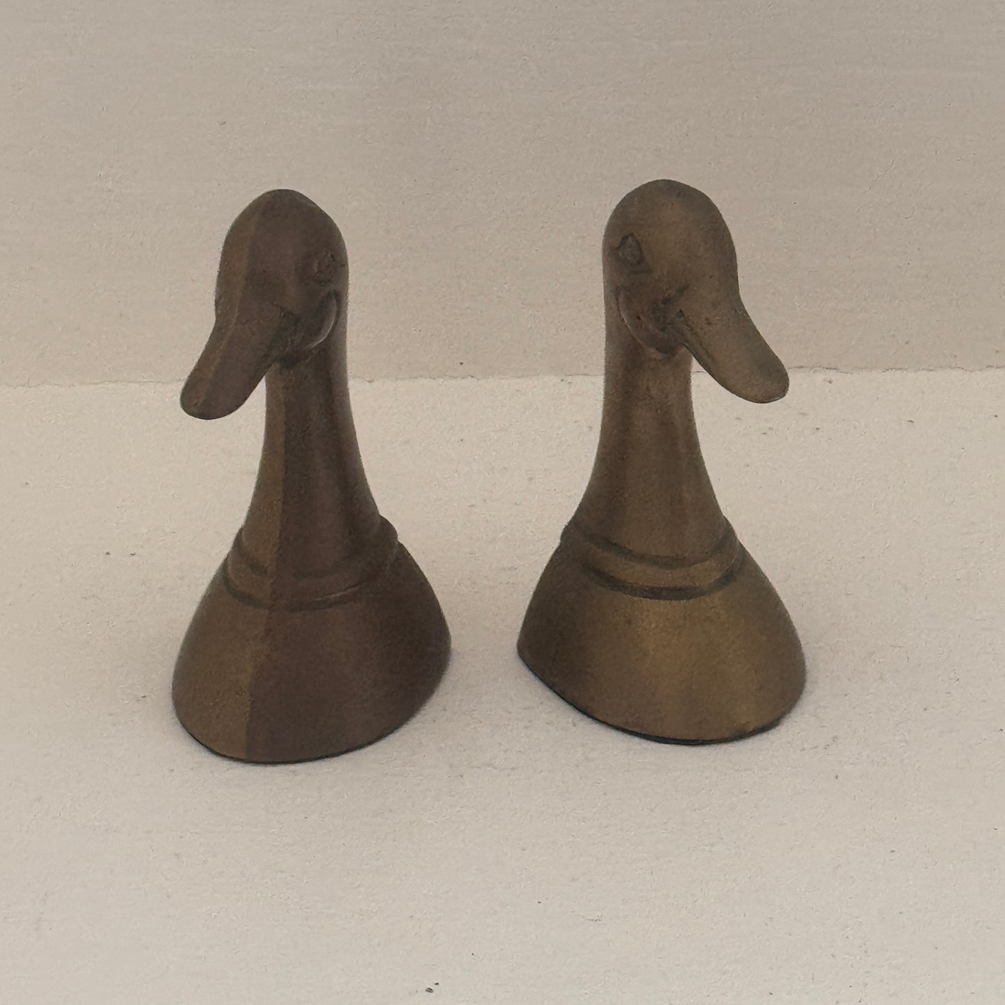Vintage Brass Duck Head Bookends | Mid Century Modern Goose Bookends | Made in Korea | Pair