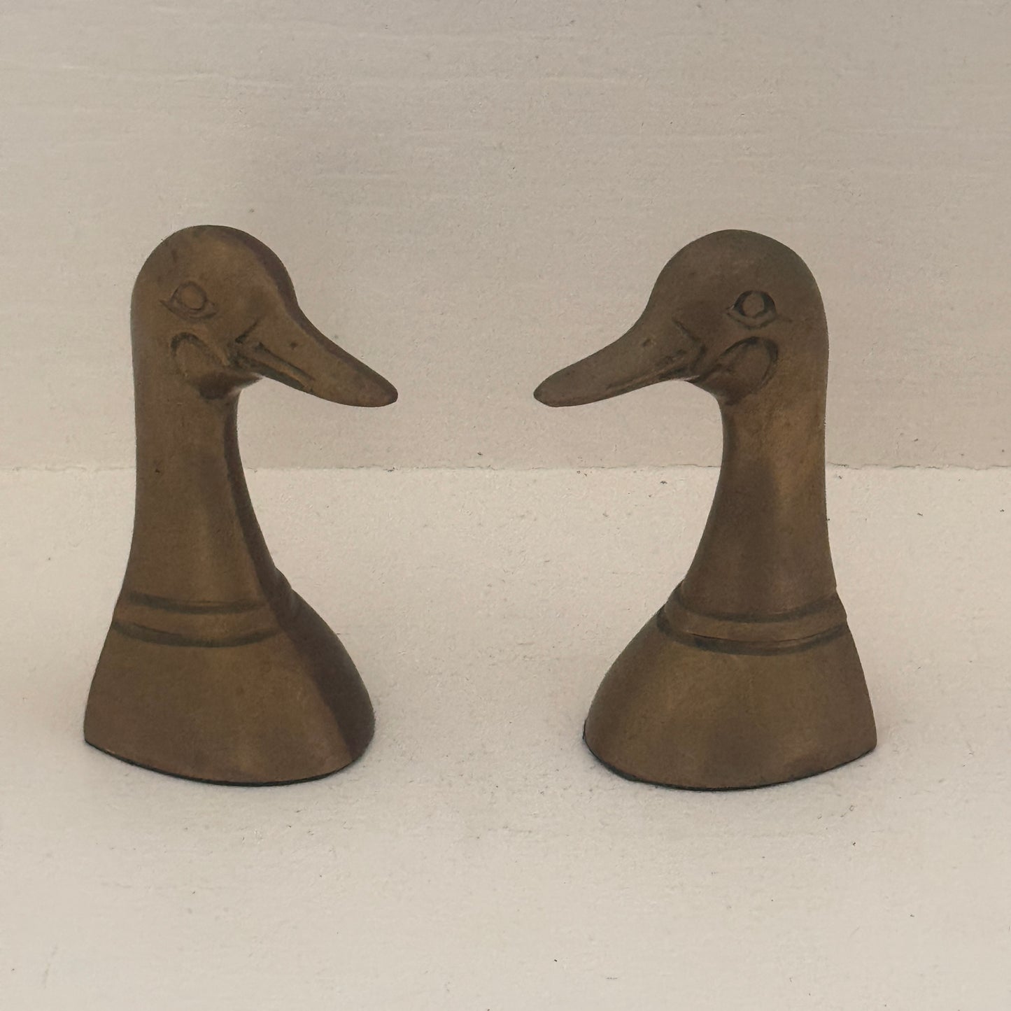 Vintage Brass Duck Head Bookends | Mid Century Modern Goose Bookends | Made in Korea | Pair
