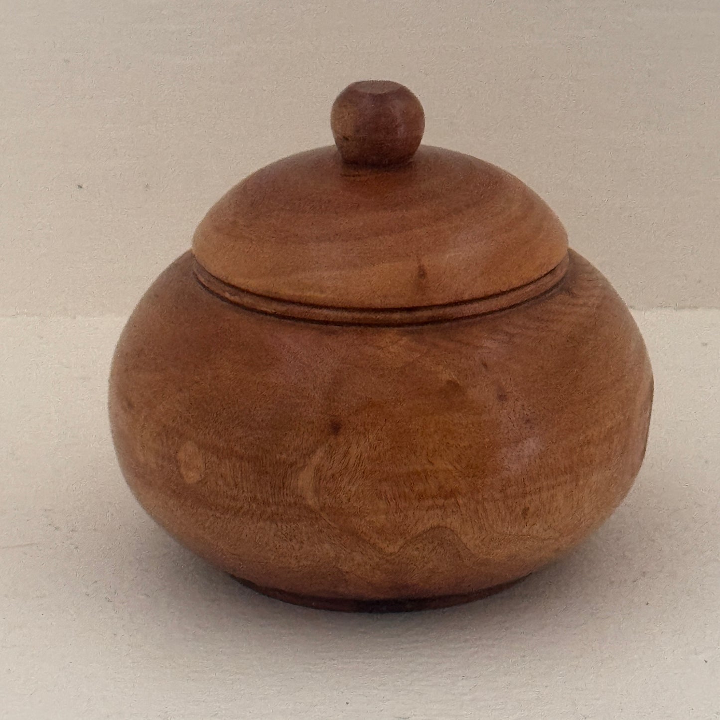 Vintage Hand Turned Wooden Lidded Trinket Box | Rustic Jewelry Box | Small Keepsake Container