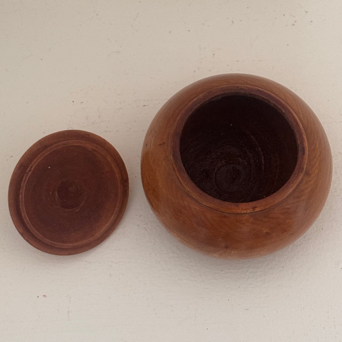 Vintage Hand Turned Wooden Lidded Trinket Box | Rustic Jewelry Box | Small Keepsake Container