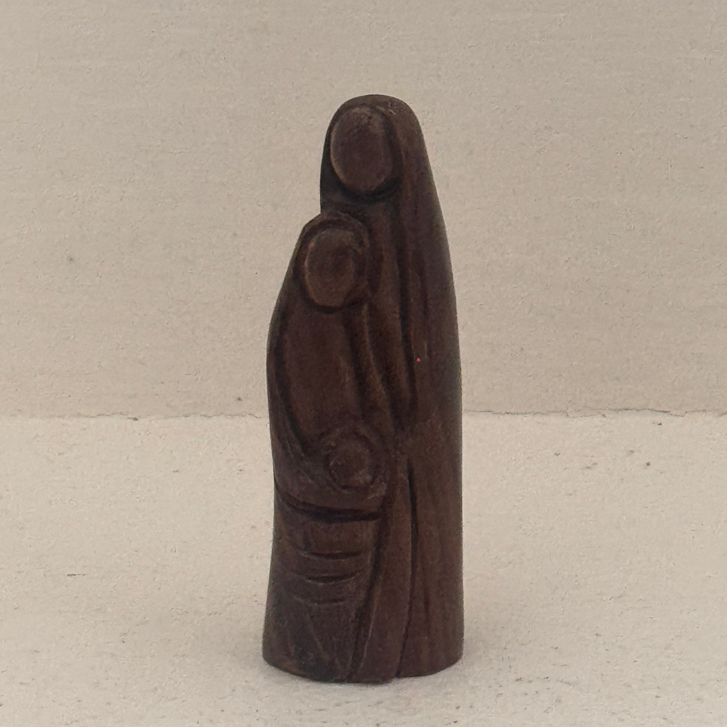 Vintage Hand-Carved Holy Family Figurine | Believed Olive Wood | Minimalist Nativity Sculpture