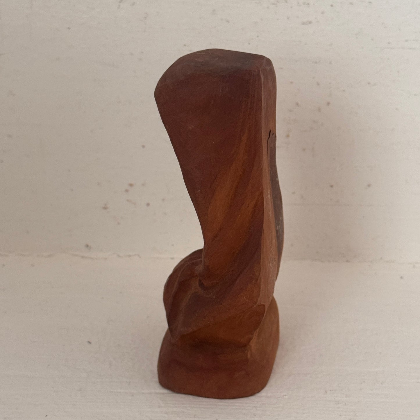 Vintage Hand Carved Wooden Woman in Prayer Figurine | Folk Art Bust | Rustic Wood Sculpture