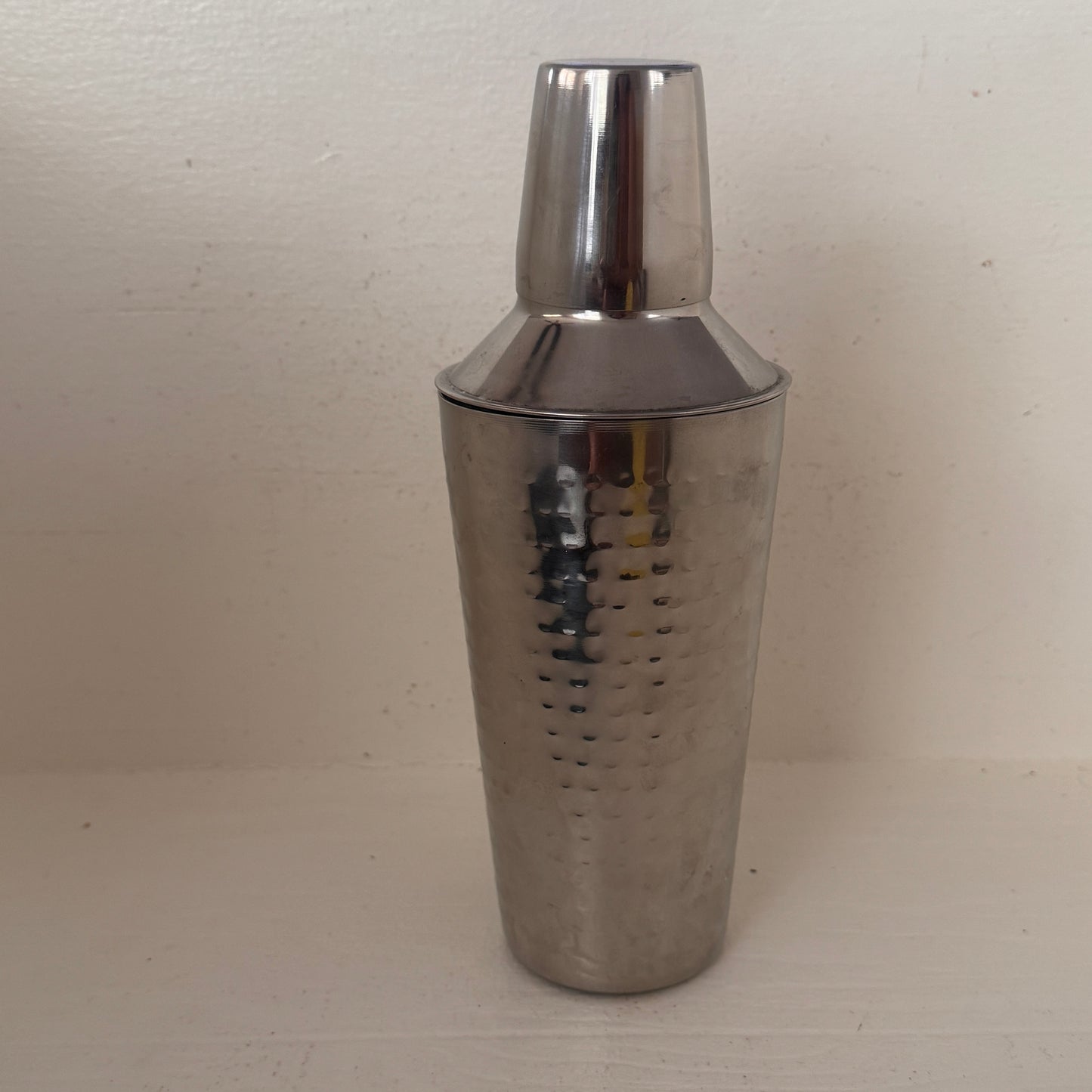 Vintage Hammered Stainless Steel Cocktail Shaker with Gold Floral Accent | Made in India
