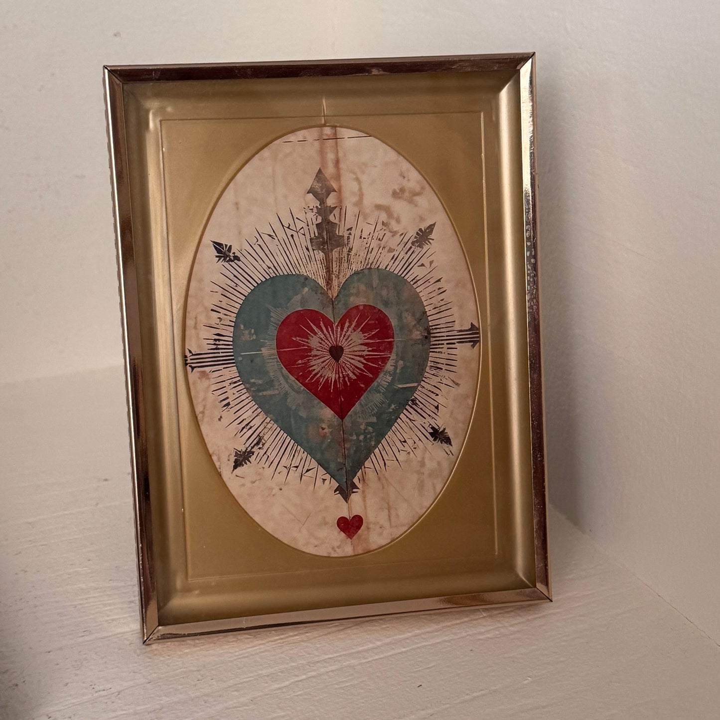 Vintage Brass Shadow Box Picture Frame | Easel Back | Mid-Century Gold Tone Display Frame