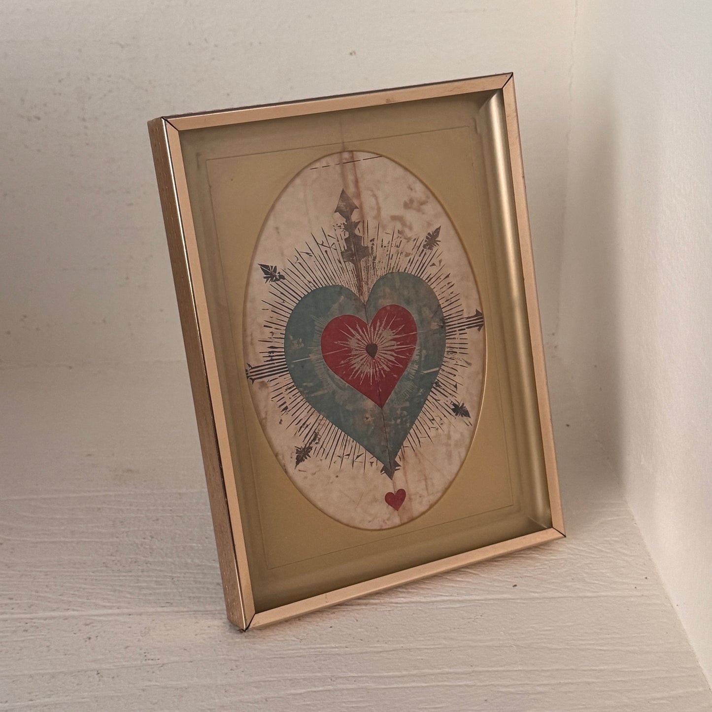Vintage Brass Shadow Box Picture Frame | Easel Back | Mid-Century Gold Tone Display Frame