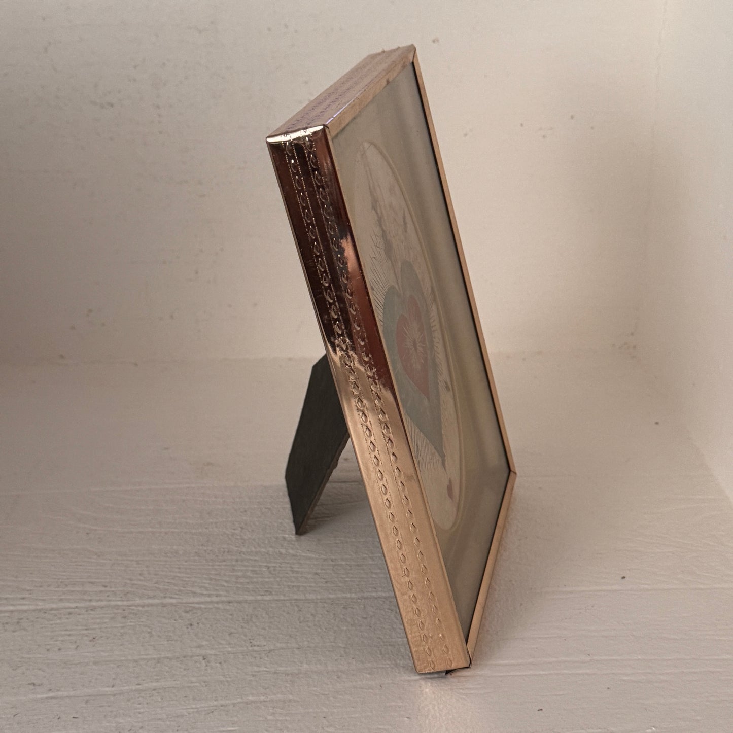 Vintage Brass Shadow Box Picture Frame | Easel Back | Mid-Century Gold Tone Display Frame