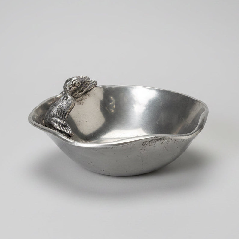 Vintage Pewter Bird Trinket Dish – Organic Hand Formed Silver Tone Bowl
