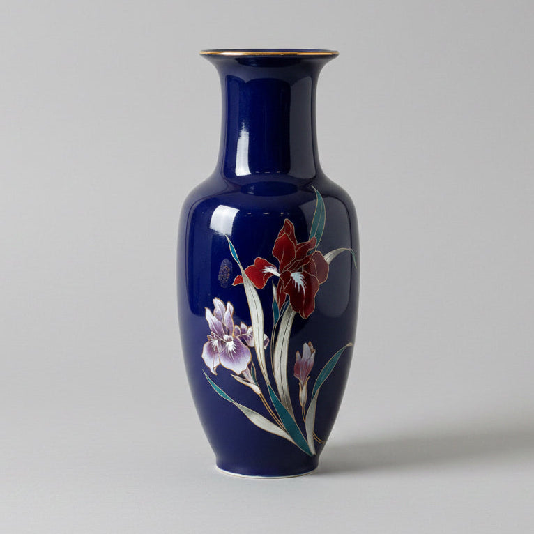 Vintage Fine China Japan Cobalt Blue Floral Vase