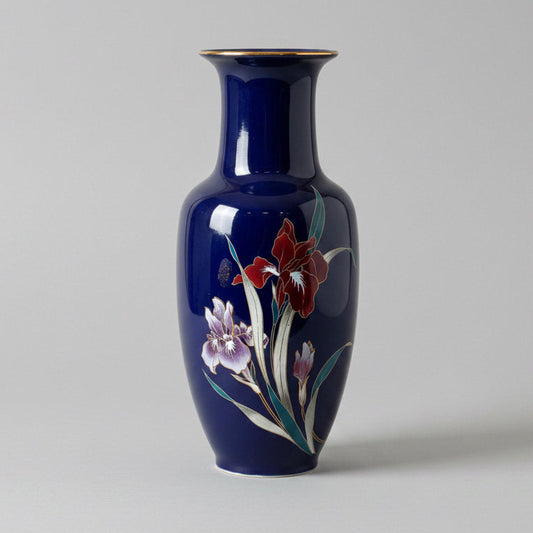 Vintage Fine China Japan Cobalt Blue Floral Vase