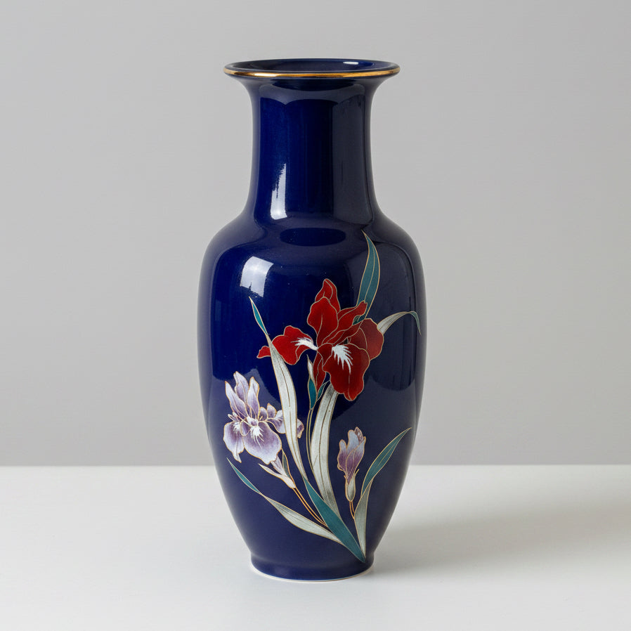 Vintage Fine China Japan Cobalt Blue Floral Vase