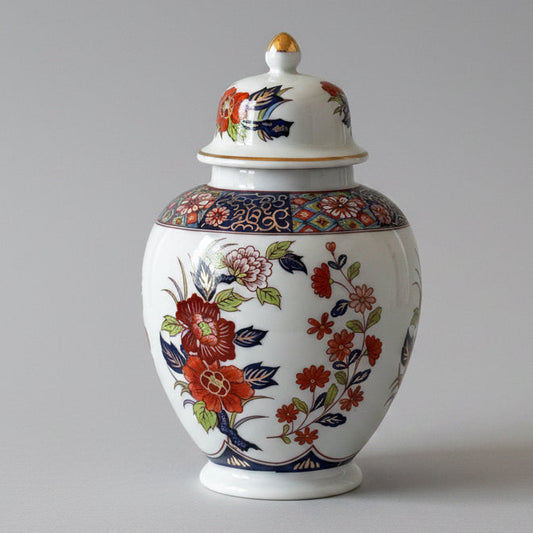Vintage Japanese Ginger Jar with Lid | Floral Porcelain Urn