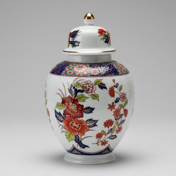 Vintage Japanese Ginger Jar with Lid | Floral Porcelain Urn