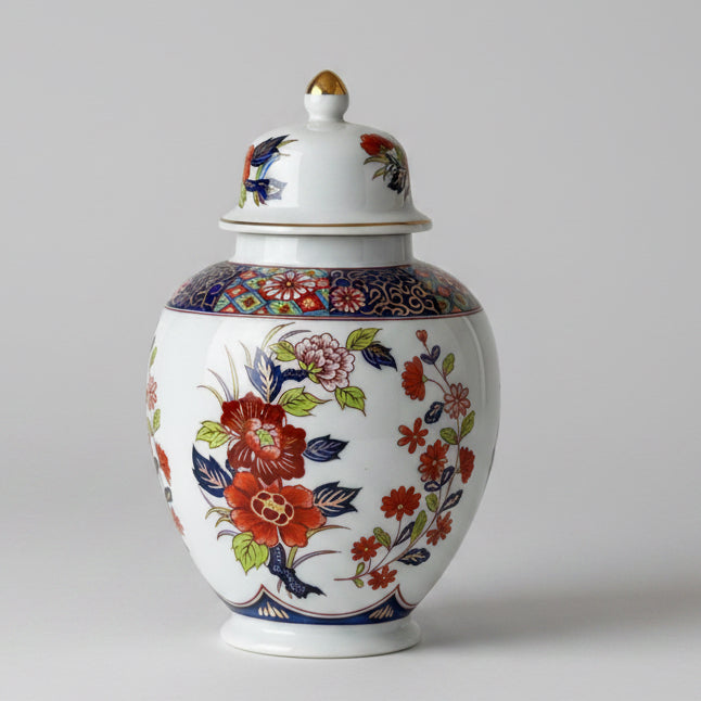 Vintage Japanese Ginger Jar with Lid | Floral Porcelain Urn