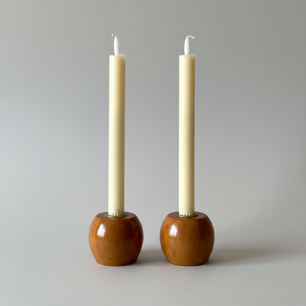 Vintage Myrtlewood Candlestick Holders Set of 2 Mid Century Wood Taper Candle Holders Oregon