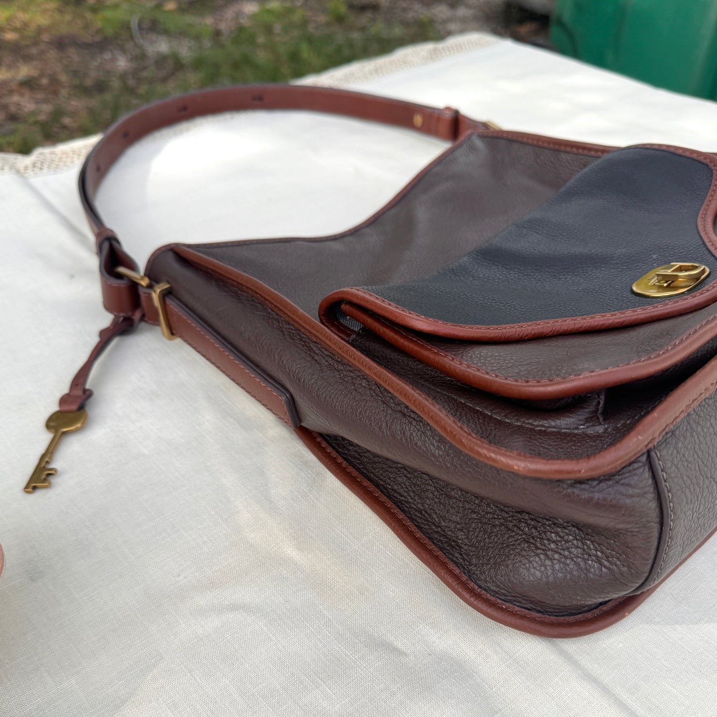Fossil Brown Multi Tone Leather Shoulder Bag