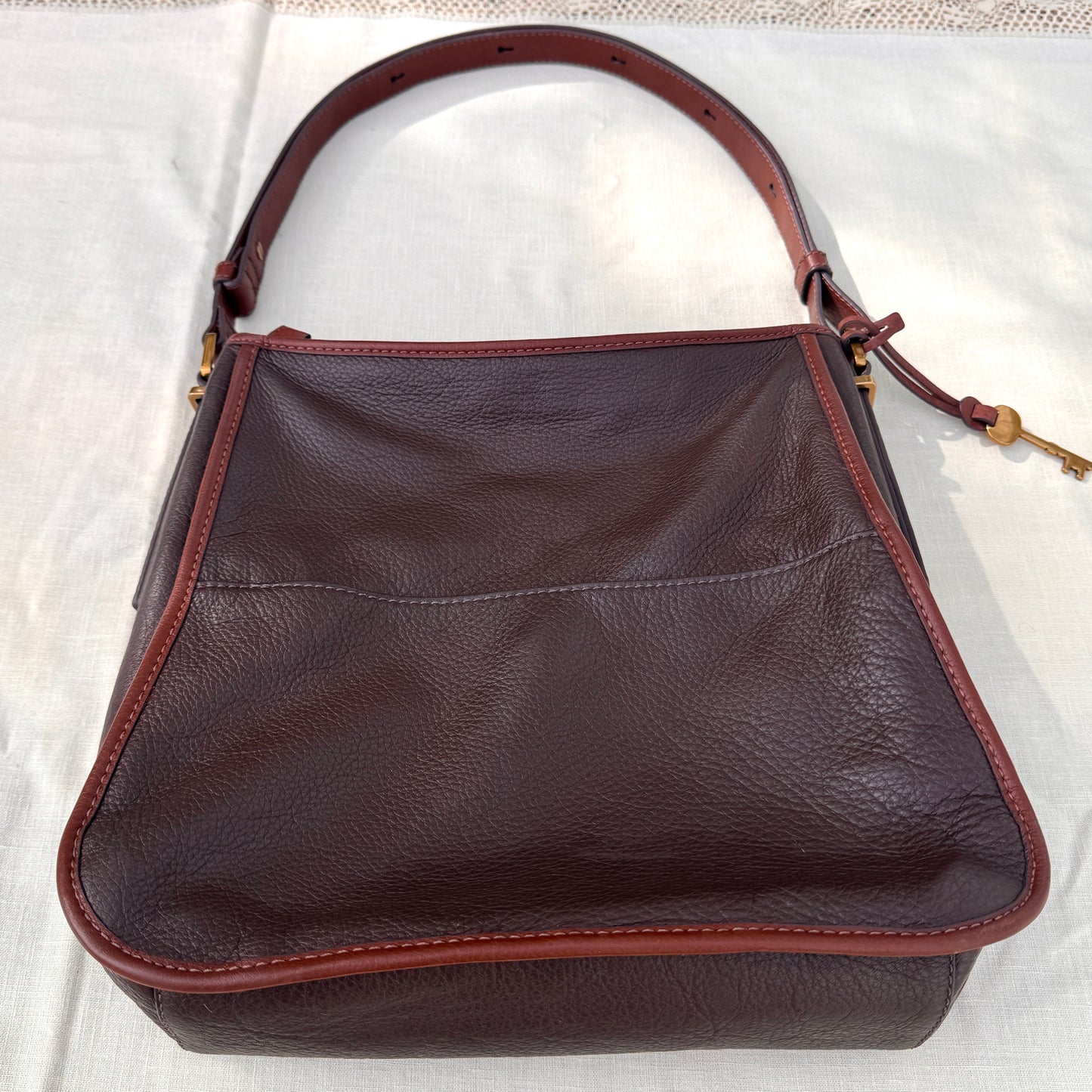 Fossil Brown Multi Tone Leather Shoulder Bag