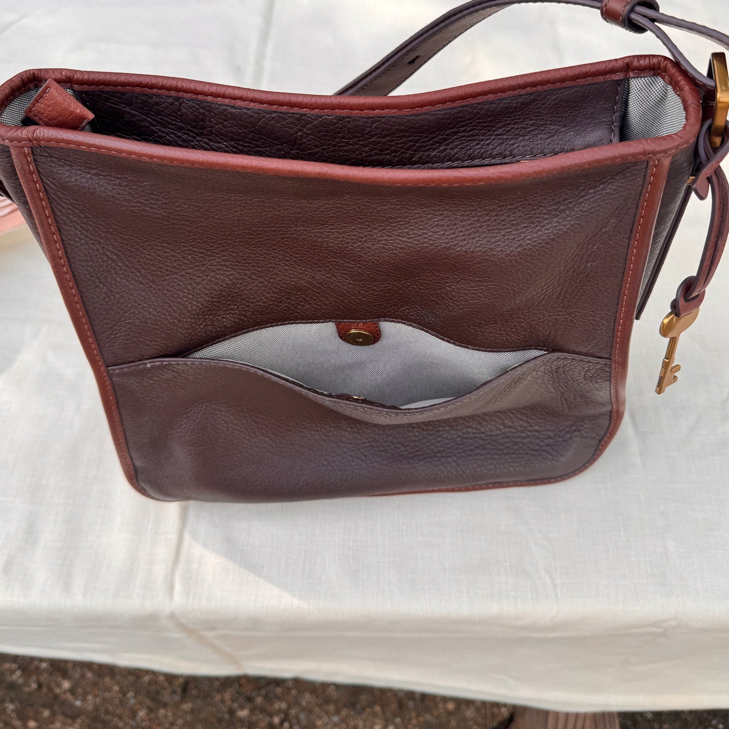 Fossil Brown Multi Tone Leather Shoulder Bag
