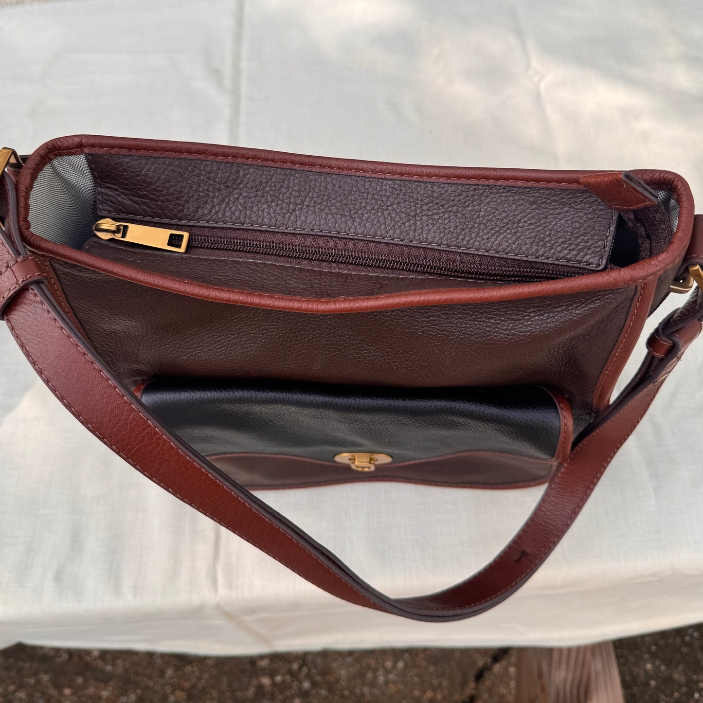 Fossil Brown Multi Tone Leather Shoulder Bag
