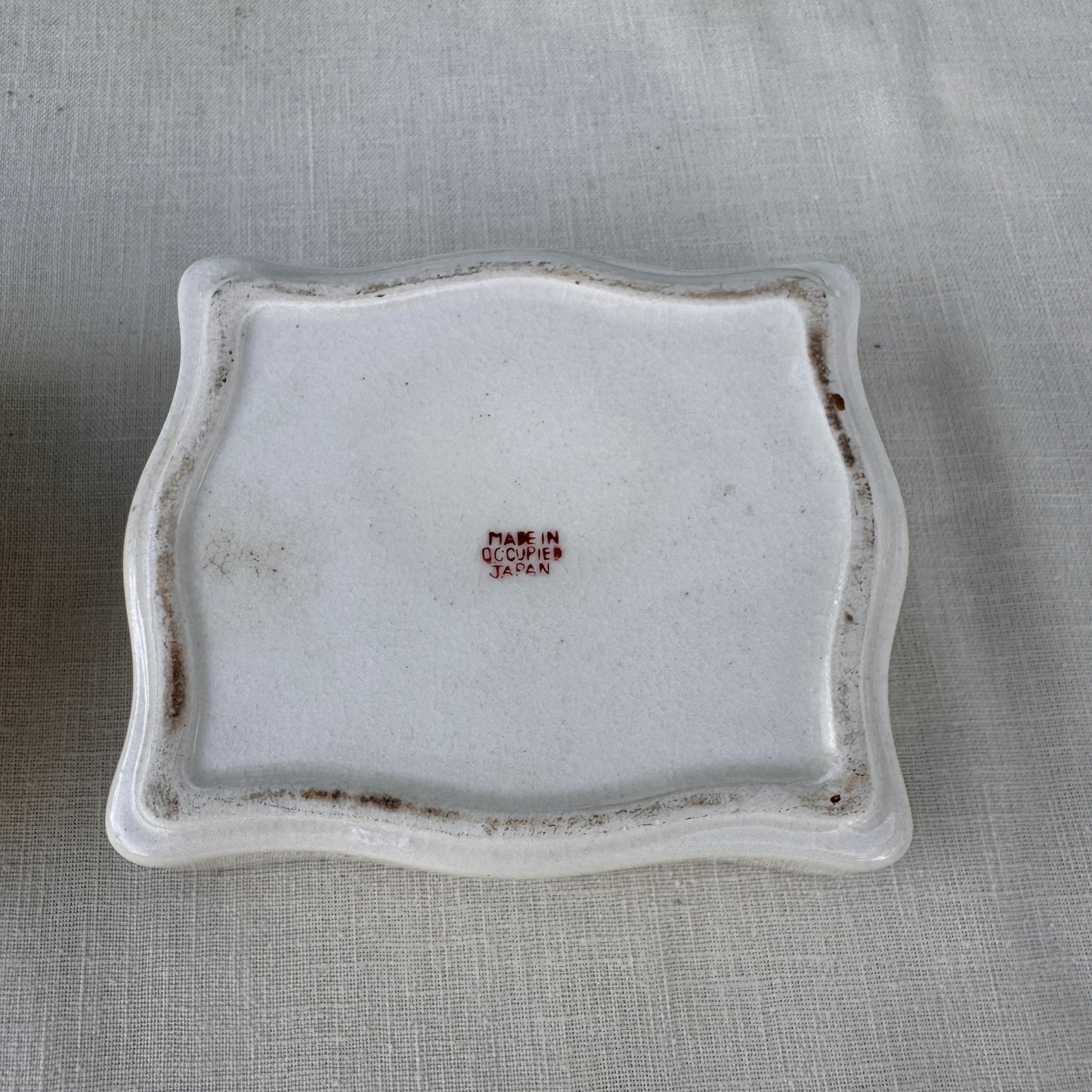 Vintage Occupied Japan Rose Porcelain Trinket Box Keepsake Dish