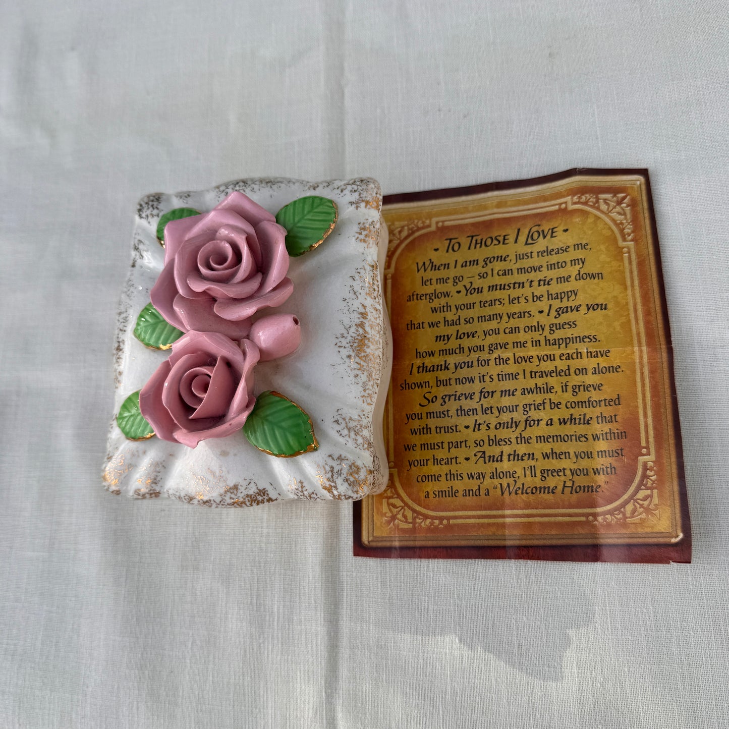Vintage Occupied Japan Rose Porcelain Trinket Box Keepsake Dish