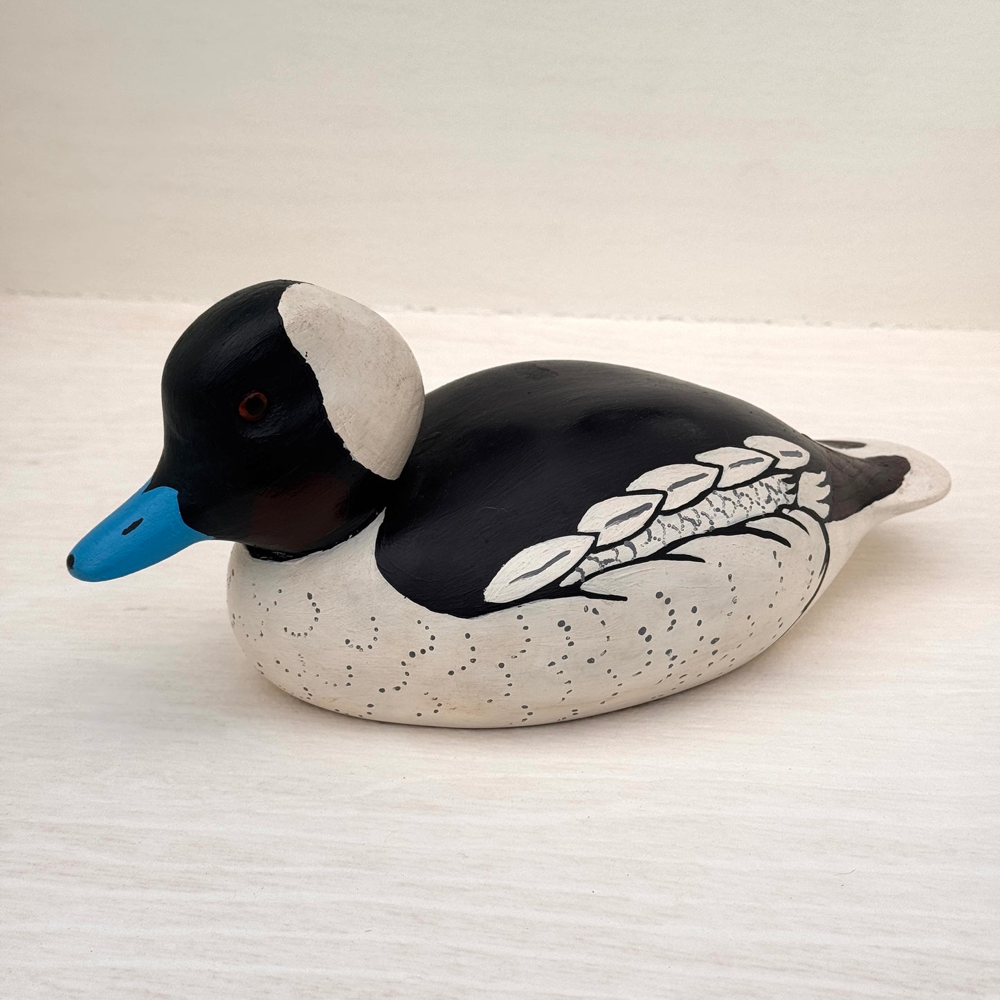 Vintage Hand Carved Bufflehead Duck Decoy – Signed Rick Kindig 1980 Folk Art Wood