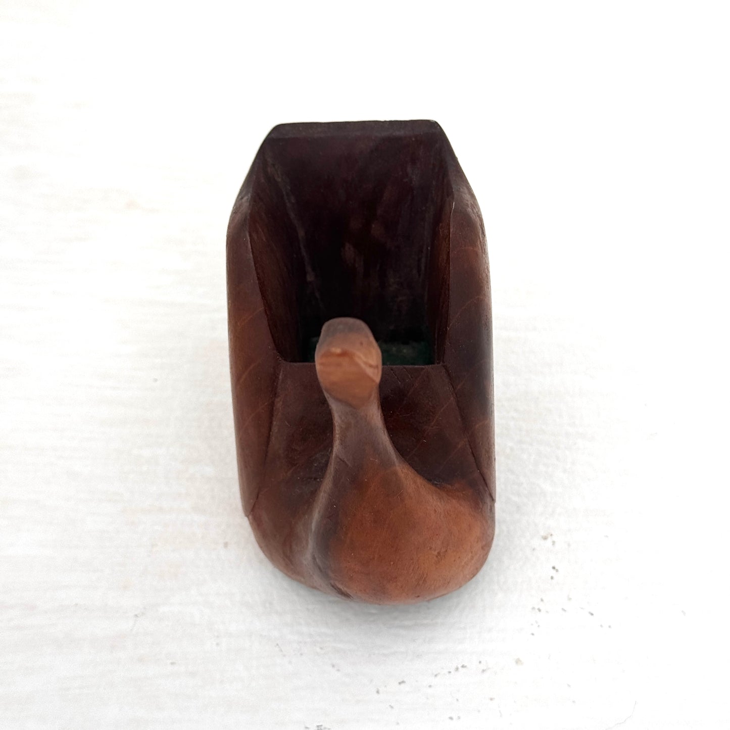 Vintage Hand Carved Wood Swan Planter Vessel Trinket Holder