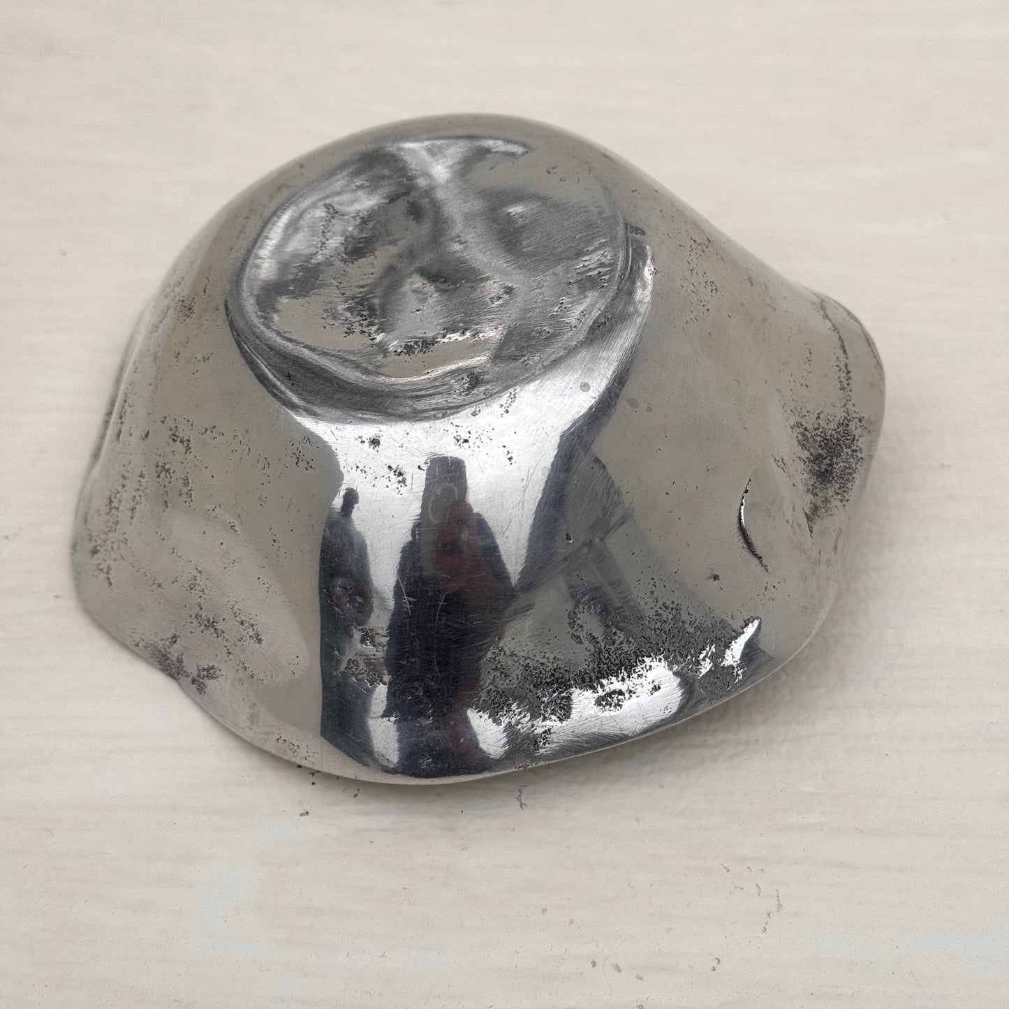 Vintage Pewter Bird Trinket Dish – Organic Hand Formed Silver Tone Bowl