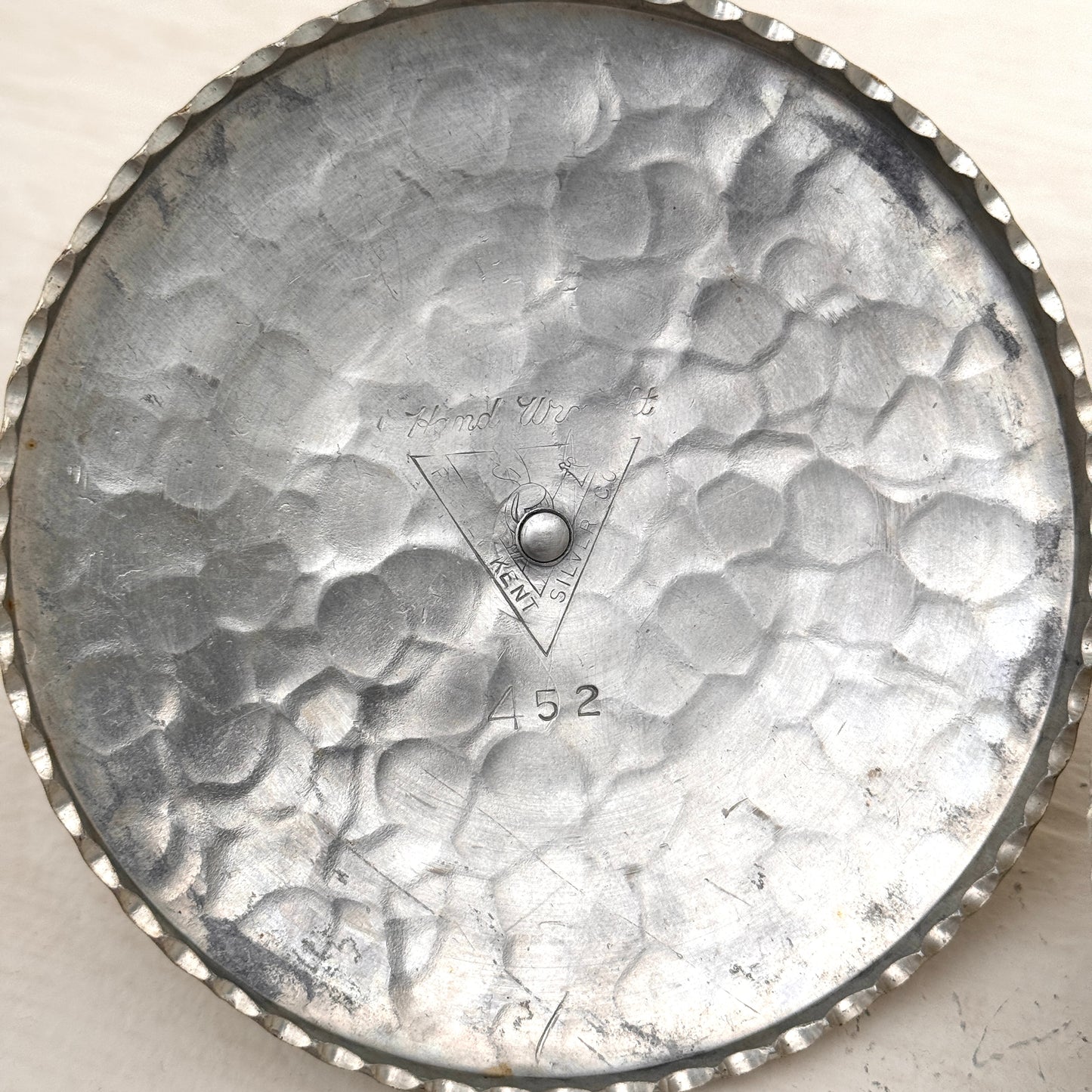 Vintage Hammered Silver Tone Tulip Trinket Dish w/ Lid – Hand Wrought 452