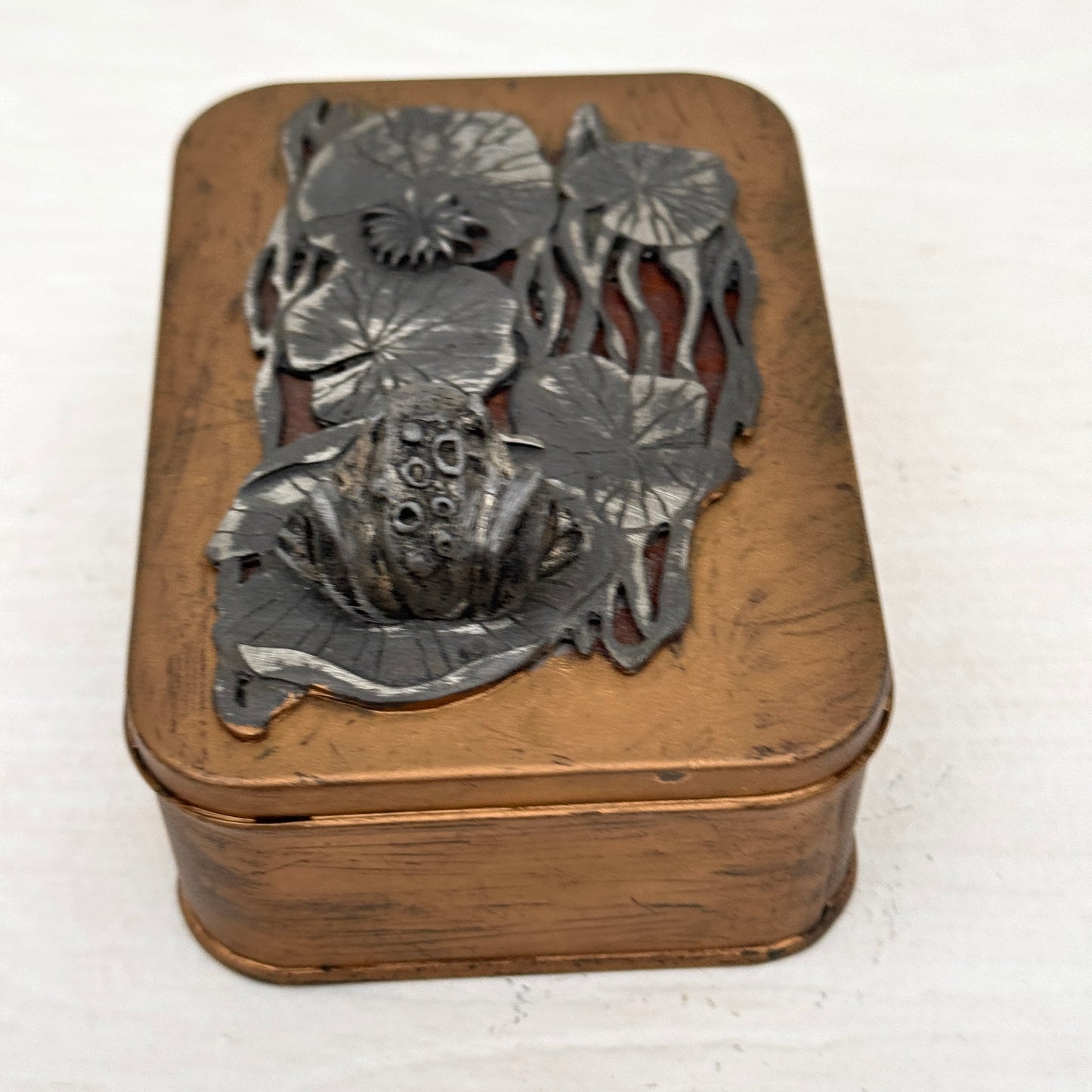 Vintage Brass & Pewter Frog Trinket Box – Lily Pad Design, Metazo Inc.