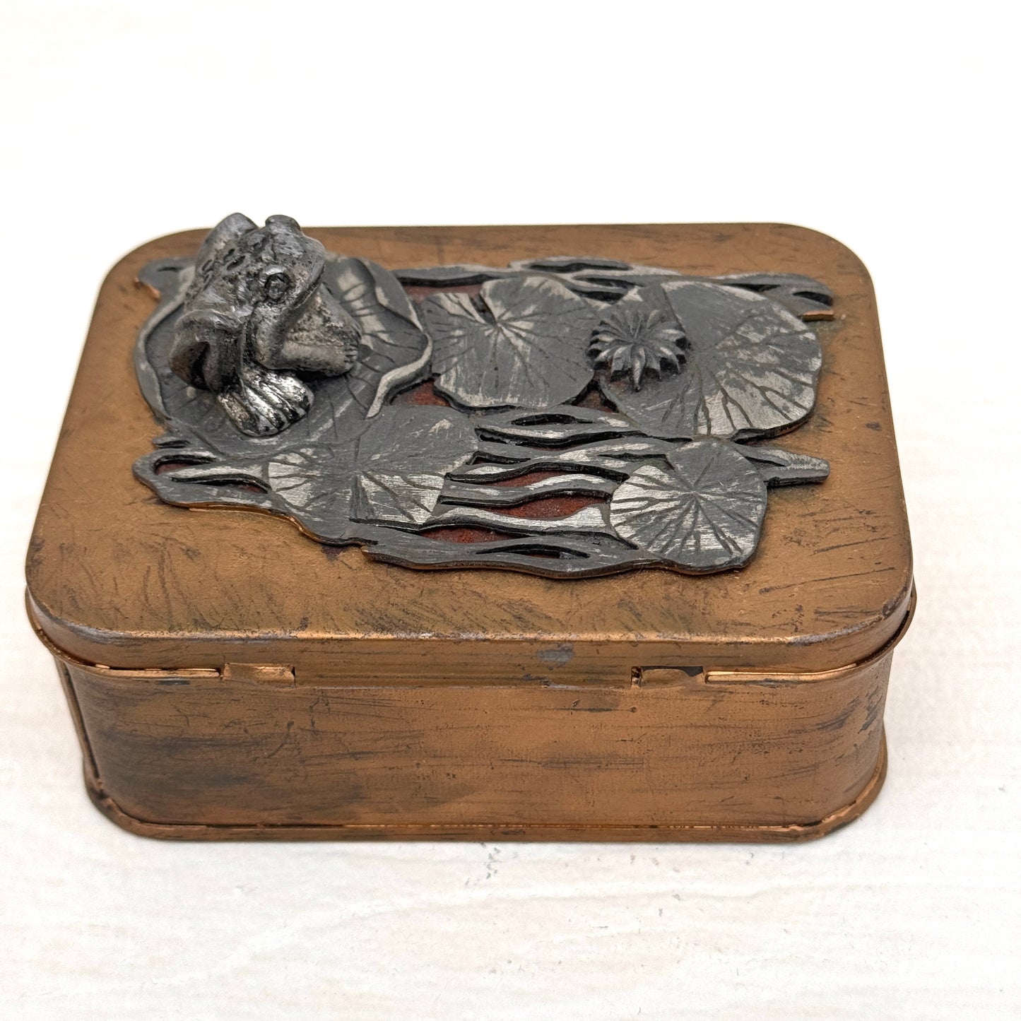 Vintage Brass & Pewter Frog Trinket Box – Lily Pad Design, Metazo Inc.