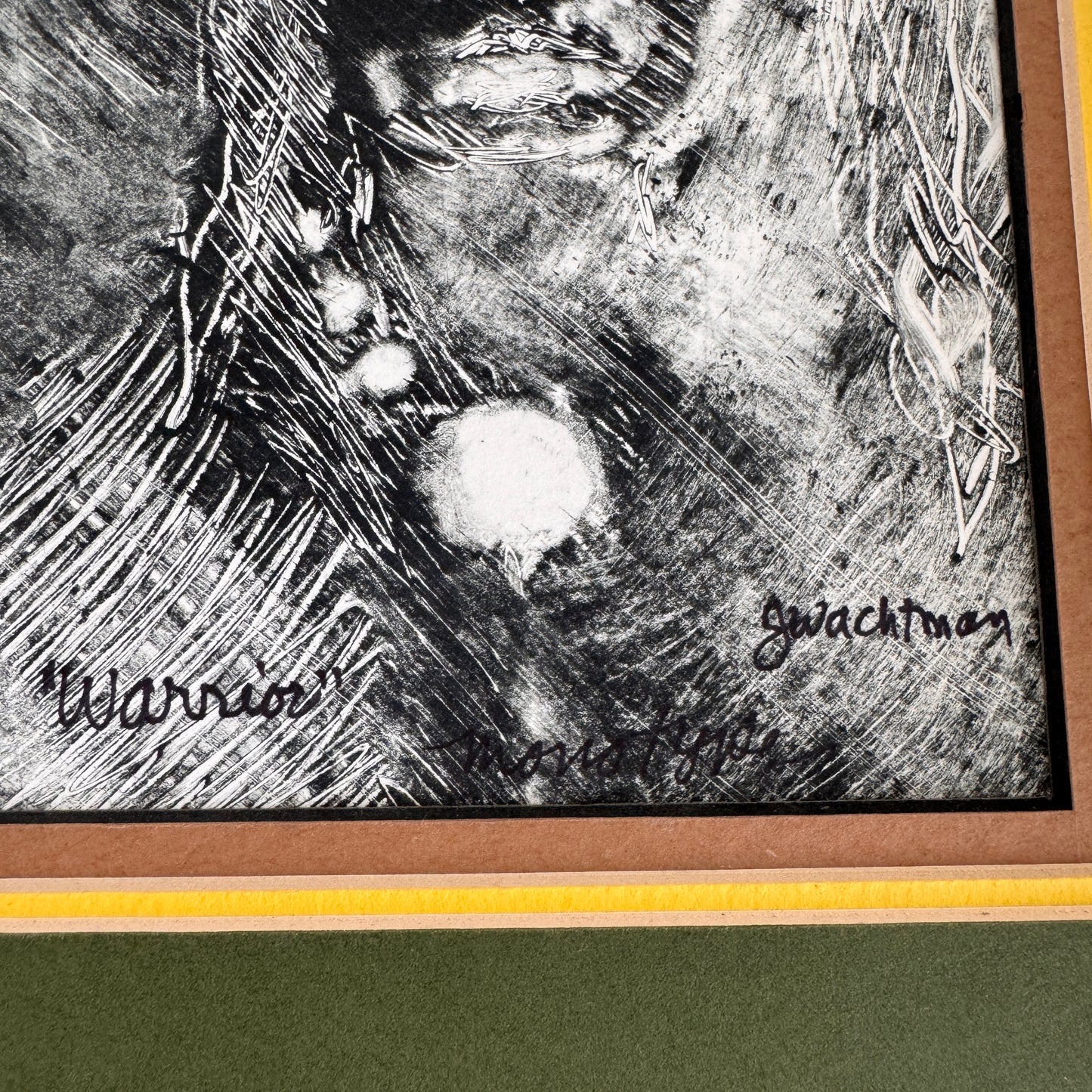 Vintage Warrior Watchman Spiritual Art Print Matted Black White Portrait