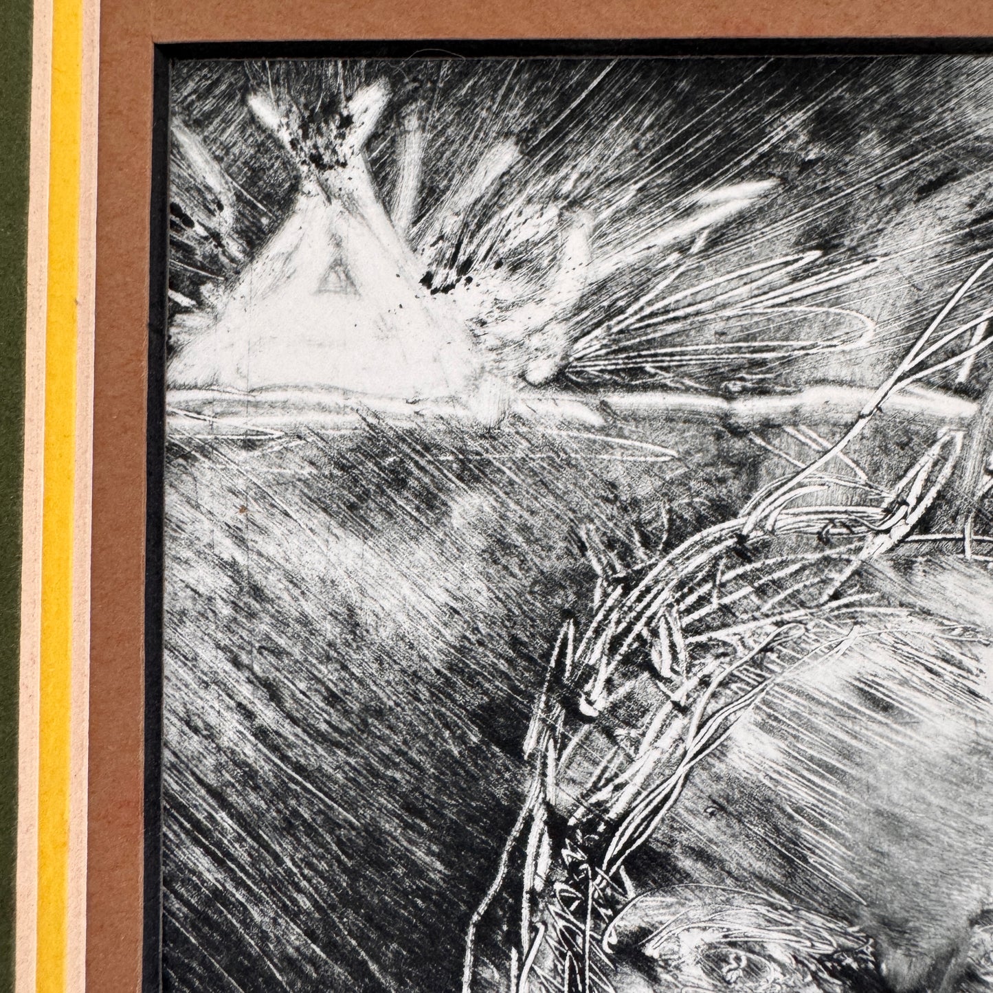 Vintage Warrior Watchman Spiritual Art Print Matted Black White Portrait
