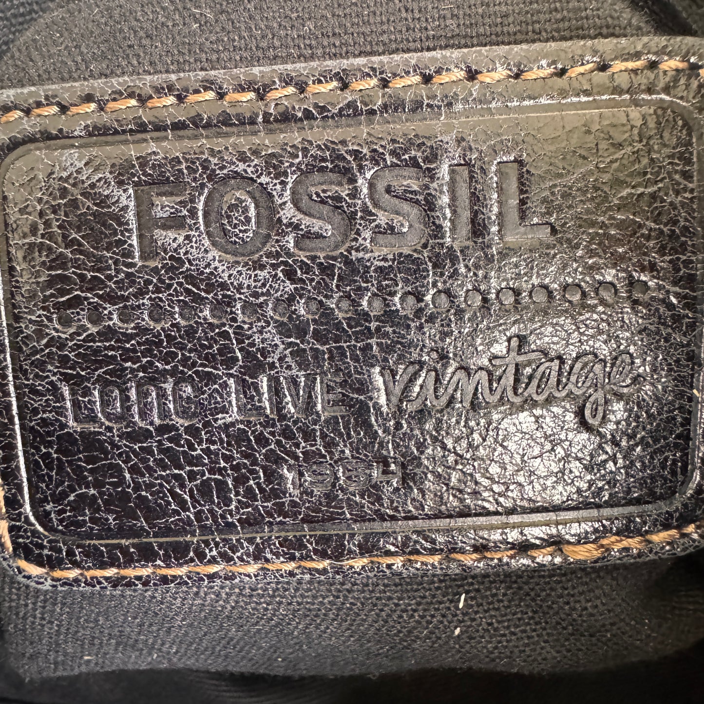 Fossil Long Live Vintage Black Leather Hobo Shoulder Bag Purse
