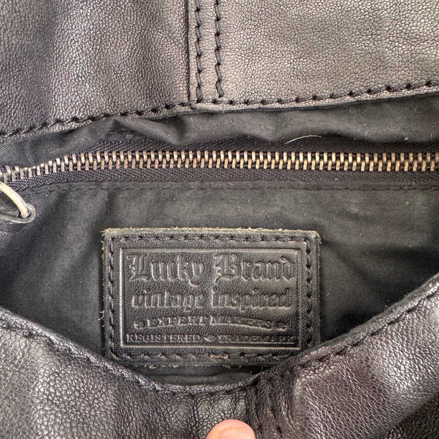 Vintage Lucky Brand Black Leather Slouchy Hobo Bag Boho Y2K